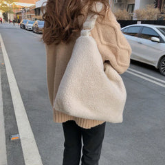 Winter Lamb Faux Fur Ladies Shoulder Bag Soft Plush Women Messenger Bag