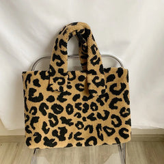 Winter Lamb Wool Women Shoulder Bags Large Capacity Soft Plush Handbags
