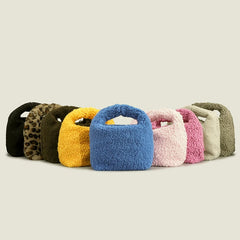 Winter Lambswool Women Handbag Hobos Shoulder Bags Faux Fur Chains Crossbody