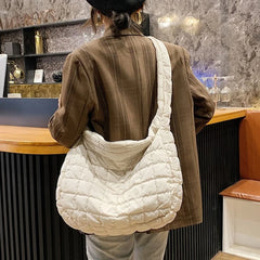 Winter Large Capacity Women Shoulder Messenger Bags Retro Plaid Female Shopping