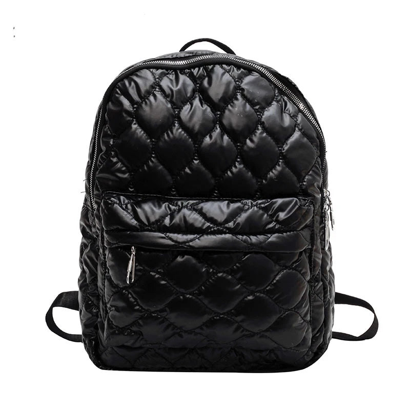 Winter Large Capacity Women's Backpack High Down Fabric Backpacks for Girls