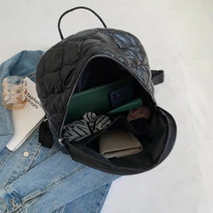 Winter Large Capacity Women's Backpack High Down Fabric Backpacks for Girls