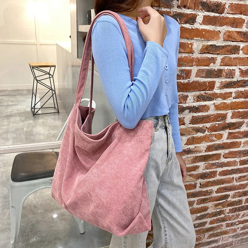 Winter Corduroy Shoulder Bag Large Capacity Tote