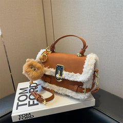 Winter Plush Bags Women Handbags Doll Shoulder Messenger Bag