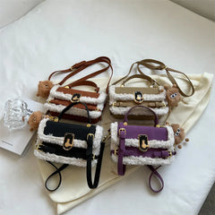 Winter Plush Bags Women Handbags Doll Shoulder Messenger Bag