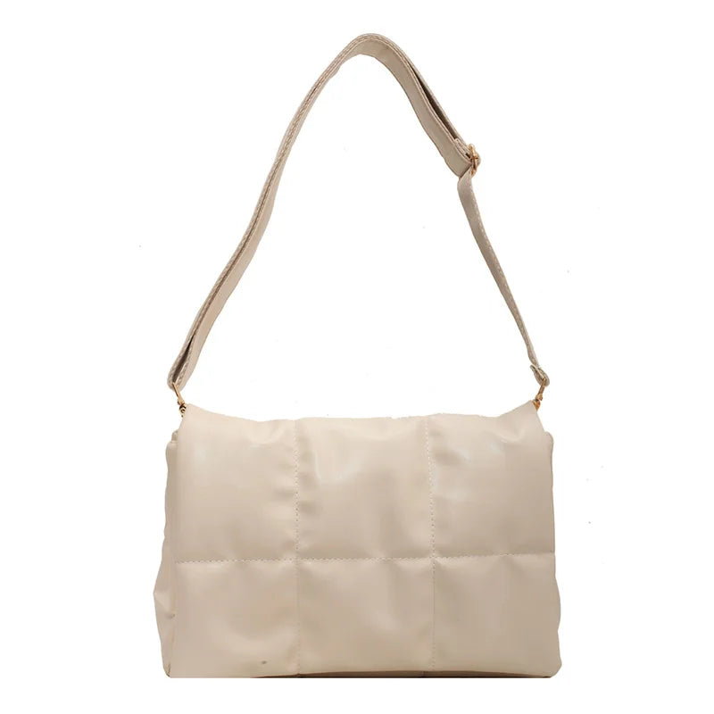 Winter Soft Leather Shoulder Bag for Women Quilted Crossbody Handbag