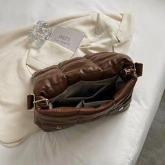 Winter Soft Leather Shoulder Bag for Women Quilted Crossbody Handbag