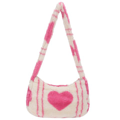 Soft Warm Love Heart Printed Winter Tote Bag