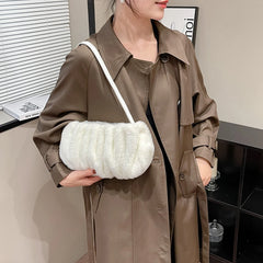 Winter Plush Handbag Faux Fur Tote Bag Cloud Bag Small Hobo Purse