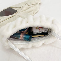 Winter Plush Handbag Faux Fur Tote Bag Cloud Bag Small Hobo Purse