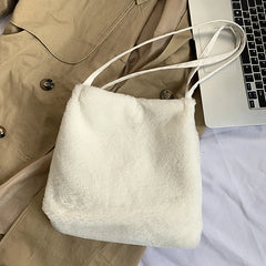 Winter Plush Shoulder Bags Large Capacity Shopping Tote