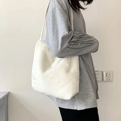Winter Plush Shoulder Bags Large Capacity Shopping Tote