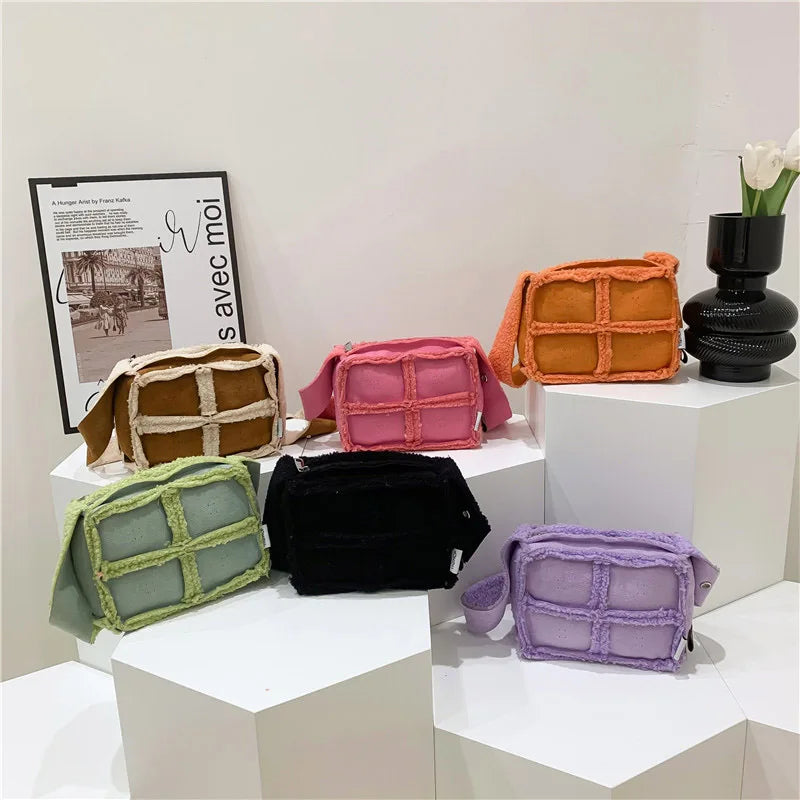 Winter Plush Small Square Bag Lamb Wool Women's Shoulder Crossbody Handbag