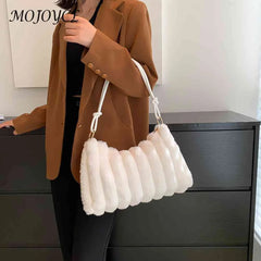 Plush Fluffy Winter Shopper Underarm Bag for Women
