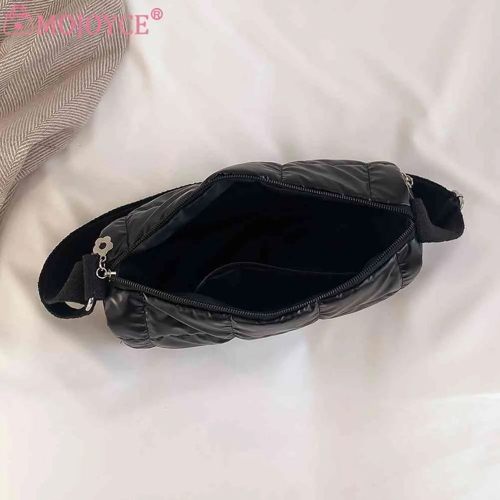 Winter Shoulder Bag Quilted Check Ladies Shopper Bag Casual Nylon Soft Portable