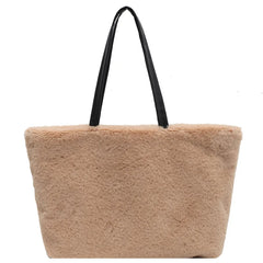 Winter Soft Plush Bags for Women Faux Fur Large Tote Bag