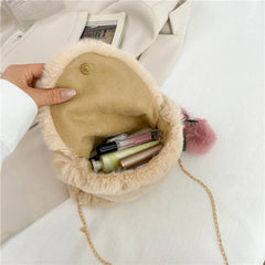 Soft Plush Furry Handbag Women Mini Tote Purses Ladies Fluffy Faux Fur Bag