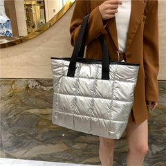 Winter Space Cotton Handbag Large Capacity Shoulder Bag Nylon Tote Bag