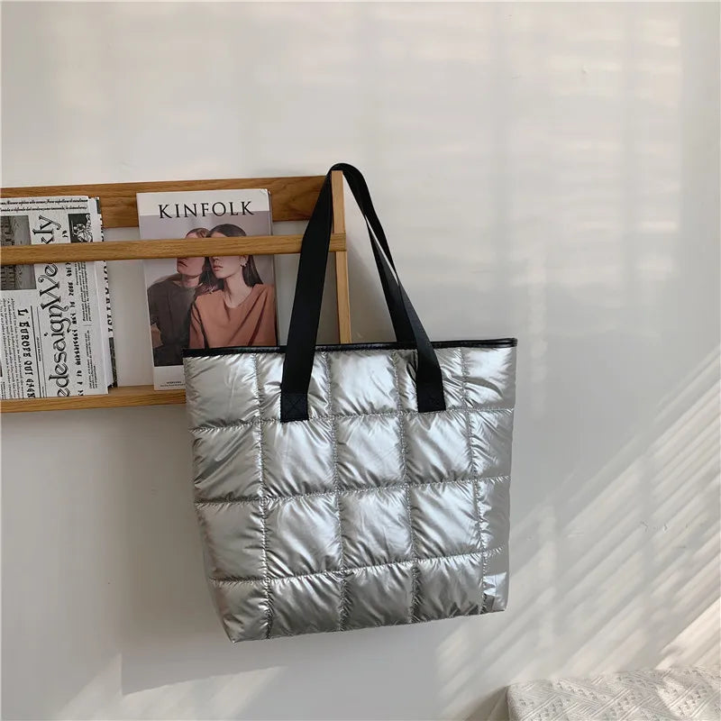 Winter Space Cotton Handbag Large Capacity Shoulder Bag Nylon Tote Bag