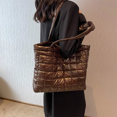 Winter Space Cotton Tote Women Large Capacity Padded Shoulder Bag