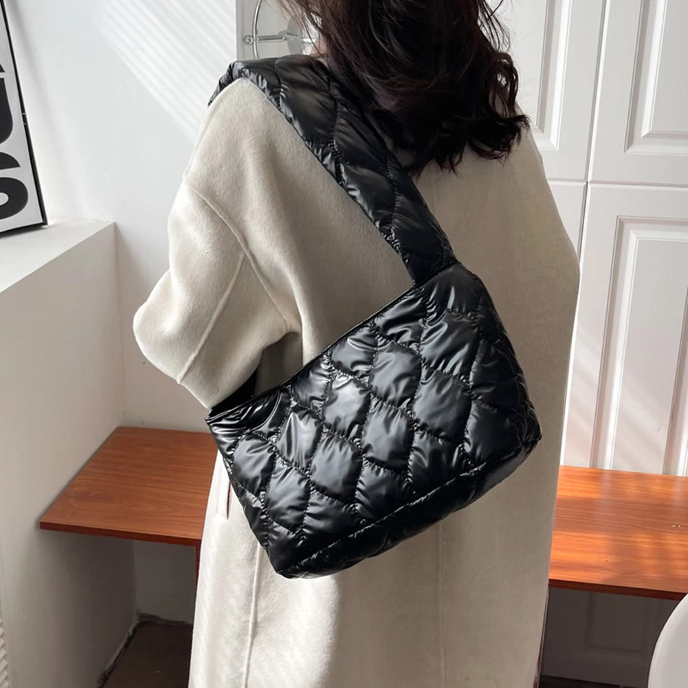 Winter Space Padded Handbag Rhombic Quilted Bags Women's Messenger Bag