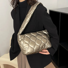 Winter Space Padded Handbag Rhombic Quilted Bags Women's Messenger Bag