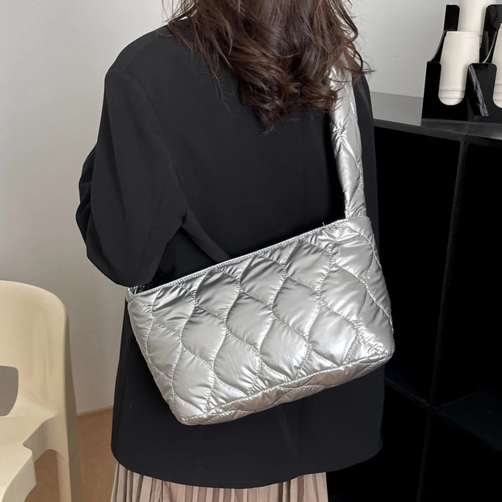 Winter Space Padded Handbag Rhombic Quilted Bags Women's Messenger Bag