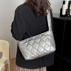 Winter Space Padded Handbag Rhombic Quilted Bags Women's Messenger Bag