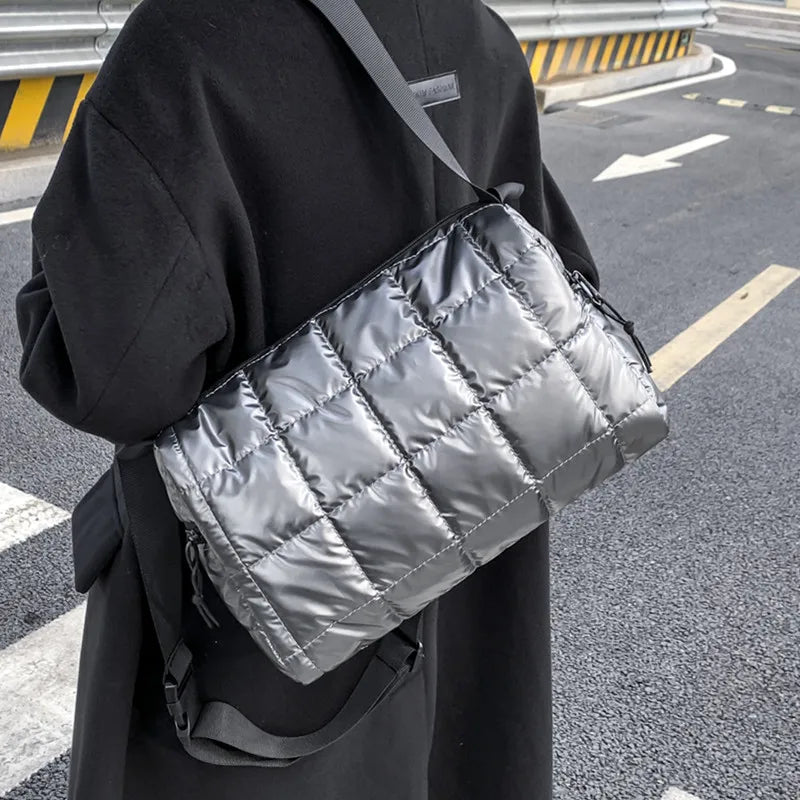 Winter Style Space Cotton Shoulder Bags for Women Big Nylon