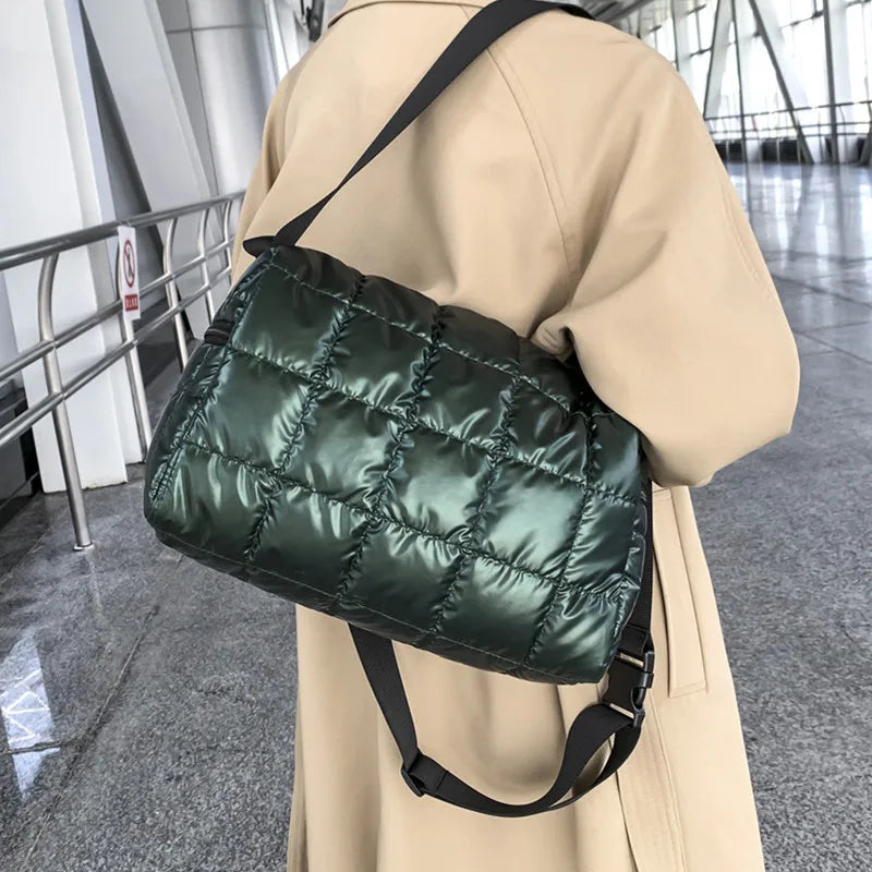 Winter Style Space Cotton Shoulder Bags for Women Big Nylon