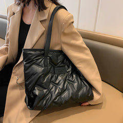 Women's Winter Quilted Shoulder Bag Cotton Padded Tote Purse