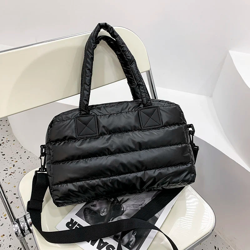 Winter Warm Down Satchel Space Women's Shoulder Bag Nylon Quilted