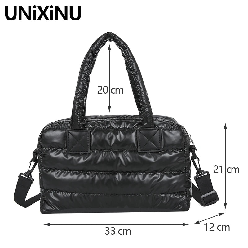 Winter Warm Down Satchel Space Women's Shoulder Bag Nylon Quilted