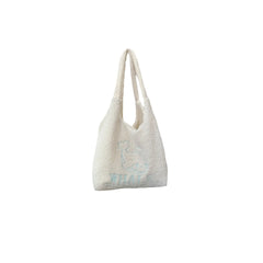 Winter Soft Plush Shoulder Bag Women Cartoon Embroidery Purses