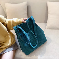 Winter Women Corduroy Handbag Canvas Shoulder Bag Casual Tote Crossbody Shopper