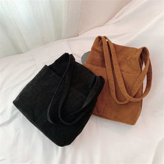Winter Women Corduroy Handbag Canvas Shoulder Bag Casual Tote Crossbody Shopper