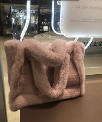 Winter Women Shoulder Fur Bag Handbag Tote Large Capacity