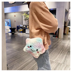 Winter Plush Handbag Cartoon Shoulder Bag Girl Student Fur Messenger Bags