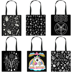 Witch 666 Hail Satan Shoulder Bag Baphomet Witchcraft Handbag Cat Tote
