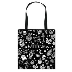 Witch 666 Hail Satan Shoulder Bag Baphomet Witchcraft Handbag Cat Tote