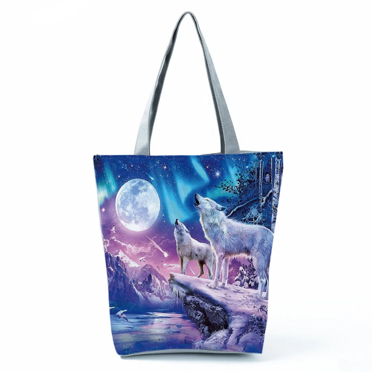 Wolf Printed Casual Handbags High Capacity Storage Bag Women Shopping Bag