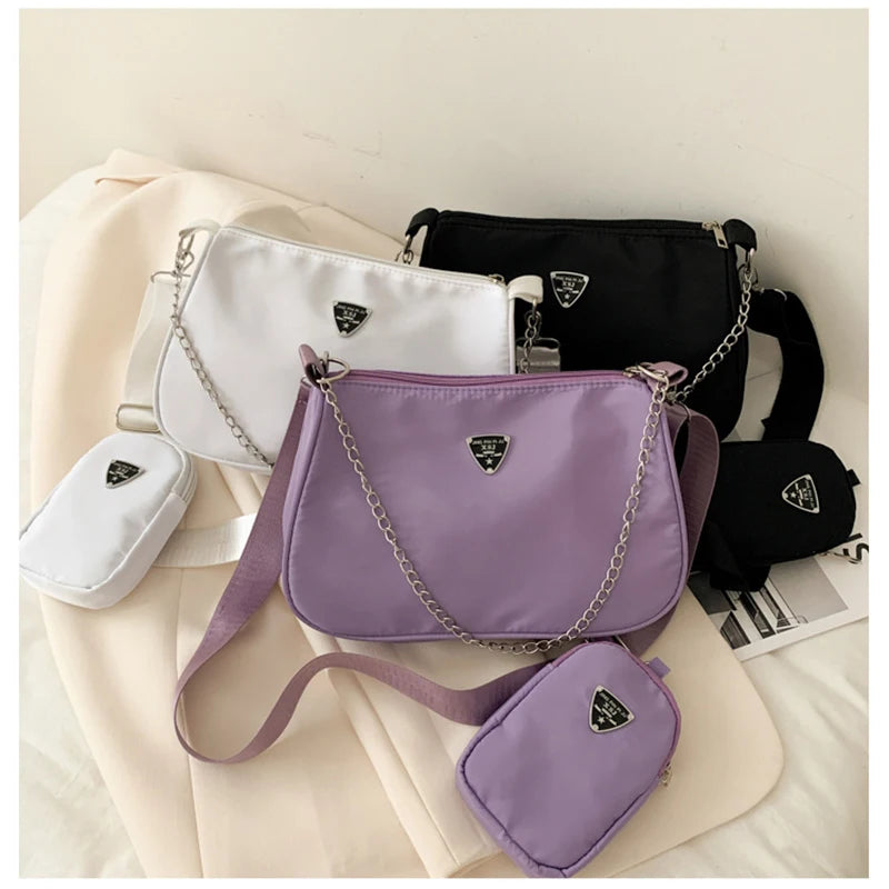 Retro Women Crossbody Bag Chain Shoulder Bag High Square Solid Bag