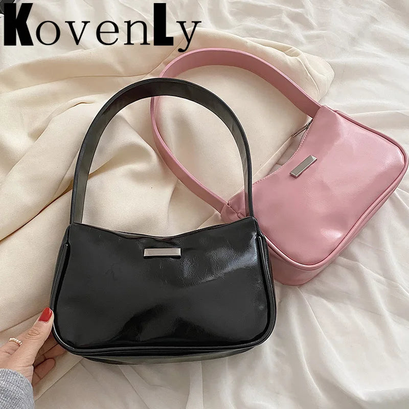 Retro Soft Leather Clutch Purse French Shoulder Bag Small Size Armpit Packs