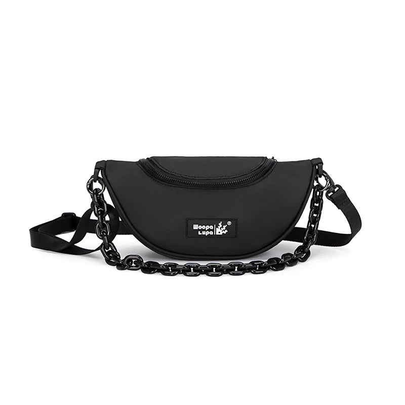 Women Canvas Chest Bags Waist Bag Casual Leather Half Moon Bags