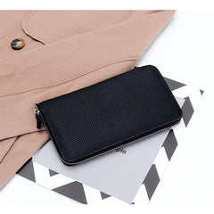 Woman Card Pure Cow Leather Long Women's Purse Ultra-thin Leather Zipper Bag