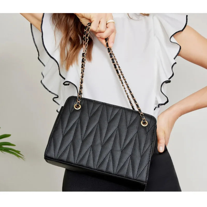 Large Capacity Girl Bag Solid Shoulder Bag Women's PU Leather Messenger Bag