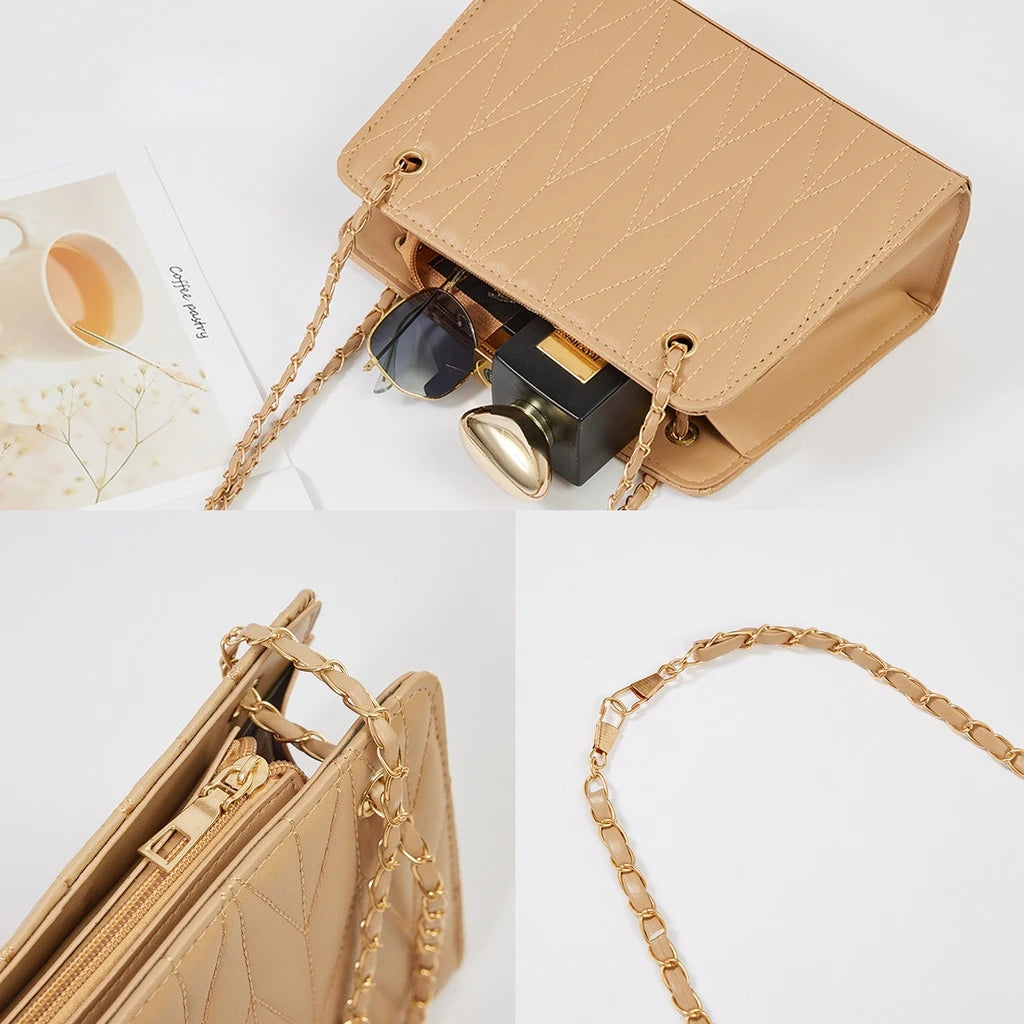 Large Capacity Girl Bag Solid Shoulder Bag Women's PU Leather Messenger Bag