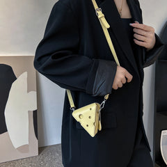 Woman Cheese Triangle Shoulder Bag PU Leather Mini Messenger Crossbody Bags