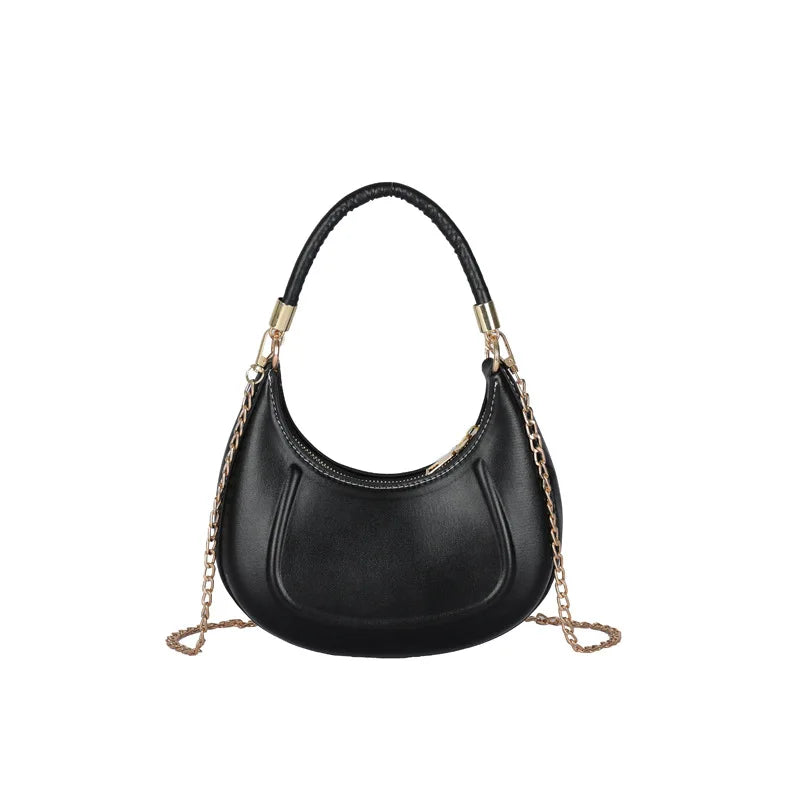 Vintage Leather Hobo Bag for Women Small Crossbody Purse with Chain
