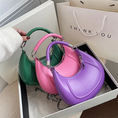 Vintage Leather Hobo Bag for Women Small Crossbody Purse with Chain
